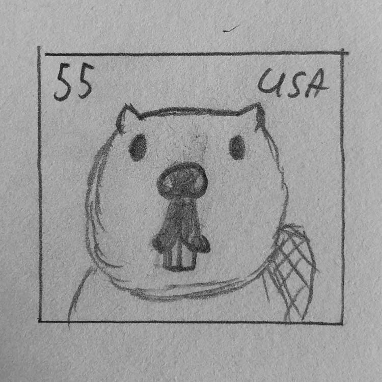 joseph-romano-stamp-beaver-sketch